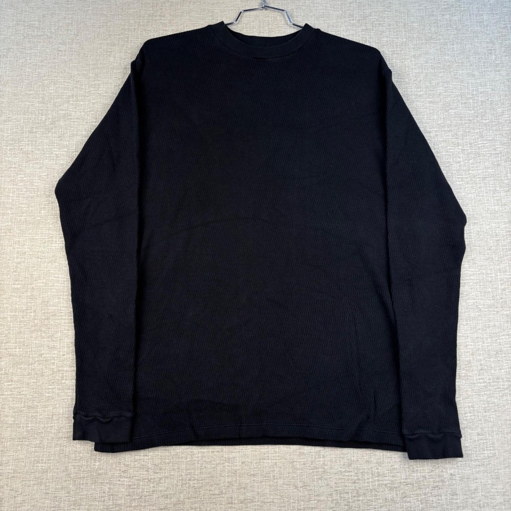 Billy Los Angeles Mens Black Waffle Knit Thermal Long Sleeve T-Shirt Made in USA